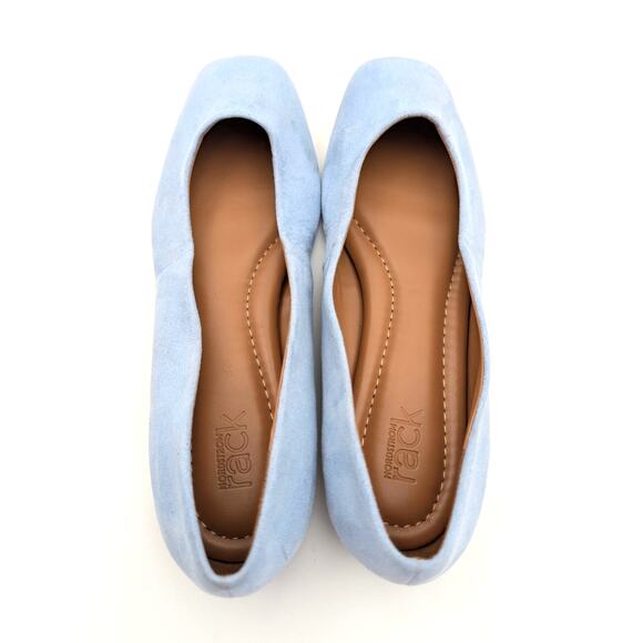 Nordstrom Rack Aspen Flat Shoes Faux Suede Square Toe Blue Size US7.5M EU38 - Picture 5 of 11
